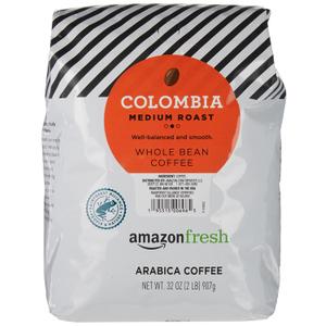 6 x Amazon Fresh, Colombia Whole Bean Coffee Medium Roast, 32 Oz (EXP 04/01/25)
