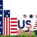 Wenqik 12 Pcs 4th of July Yard Signs Memorial Day Outdoor Signs Decorations Patriotic Yard Stake Stars and USA Letter Patio Sign with Stakes for Independence Day Patio Walkway Pathway Lawn Decorations