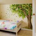 Large Green Leaves Tree Wall Decals, Dense Leaves Tree Wall Stickers for Living Room Bedroom Dinning Room, 58.73 x 43.10 inches