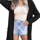 SimpleFun Cardigan Sweaters for Women Knit Open Front Cardigans Casual Loose Fall Sweater with Pockets (Large, Black)