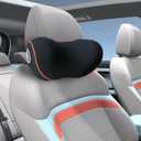 SPRFUFLY Really Comfy Car Headrest Pillow, Car Pillow for Driving with Adjustable Strap, Space Memory Foam Neck Pillow, Breathable Removable Cover - Travel Neck Pillow(Lightorange Side Rope)