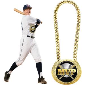 6 Inch Oversized Gold Chain Medal Trophy Necklace Award for Sports MVP Champion Winner Team Celebrations, Party Gifts & Banquets