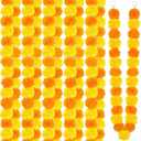 Fovths 5 Pieces 5 Feet Long Marigold Garland Bulk Light Orange and Golden Yellow Indian American Wedding Party Mantel Decoration Long Strands Artificial Dia De Los Muertos Decor for Pooja, Diwali