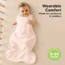 2-Pack Organic Baby Sleep Sacks, 100% Cotton - Soft & Breathable 0.5TOG Baby Wearable Blanket, Toddler Sleeping Sack 6-18 Months, Easy to Wear Transitional Swaddles for Newborns,Infants(Mist Rose, M)