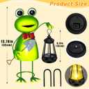 Solar Garden Lights Frog Statue with Solar Lantern Lights,13.78in Tall Frog Decor Fairy Accessories,Birthday Gifts for Women Mom Grandma,Big Metal Decorative Stakes for Home decor,Patio,Porch,Yard Art