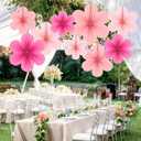 SUNBEAUTY Paper Flowers Decoration, Set of 9 - Hot Pink Paper Flower for Wall Hanging Ornaments, Party Fans & Floral Backdrop for Weddings Baby Showers Birthdays Valentine Mother's Day & More