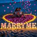 Roowest Marry Me Letters Light Proposal Decorations Set Includes 7 LED 6.3" x 5.5" Romantic Marry Me Sign and 1000 Rose Petals for Proposal Engagement Wedding Decor (Pink Light, Pink and Red)