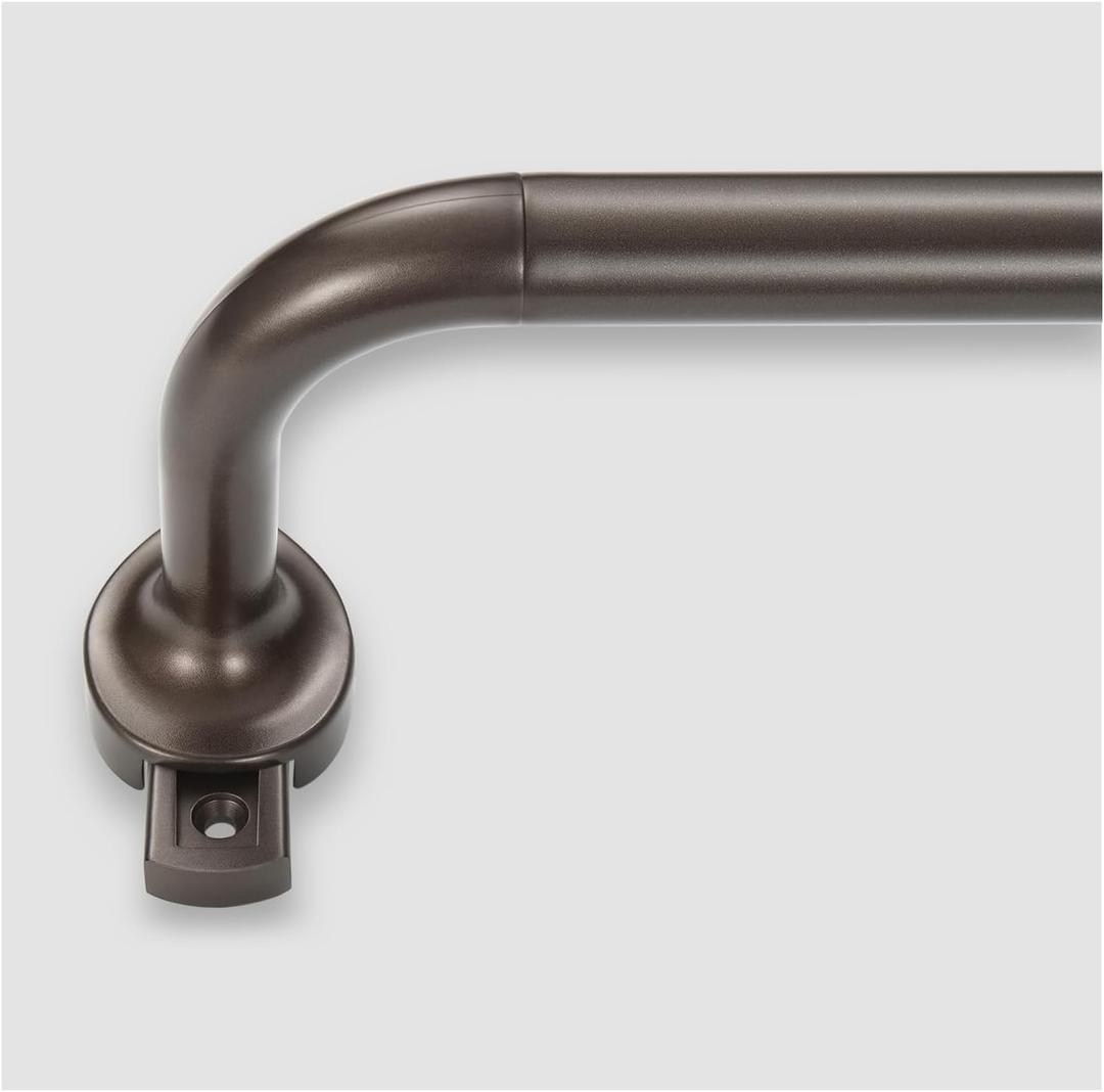 Room Darkening Rods, Single Window Rods 28-86 Inch(2.33-7.17ft) Telescoping Wrap Around Curtain Rod Splicing Structure With Hidden Base Bracket, Dark Bronze