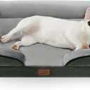 Bedsure Orthopedic Dog Bed Medium Size Dogs - Washable Medium Dog Cat Bed Waterproof, Comfort Pet Couch Sofa with Washable Removable Cover, Pets Bed with Nonskid Bottom, Boreal Canopy Green, 28"