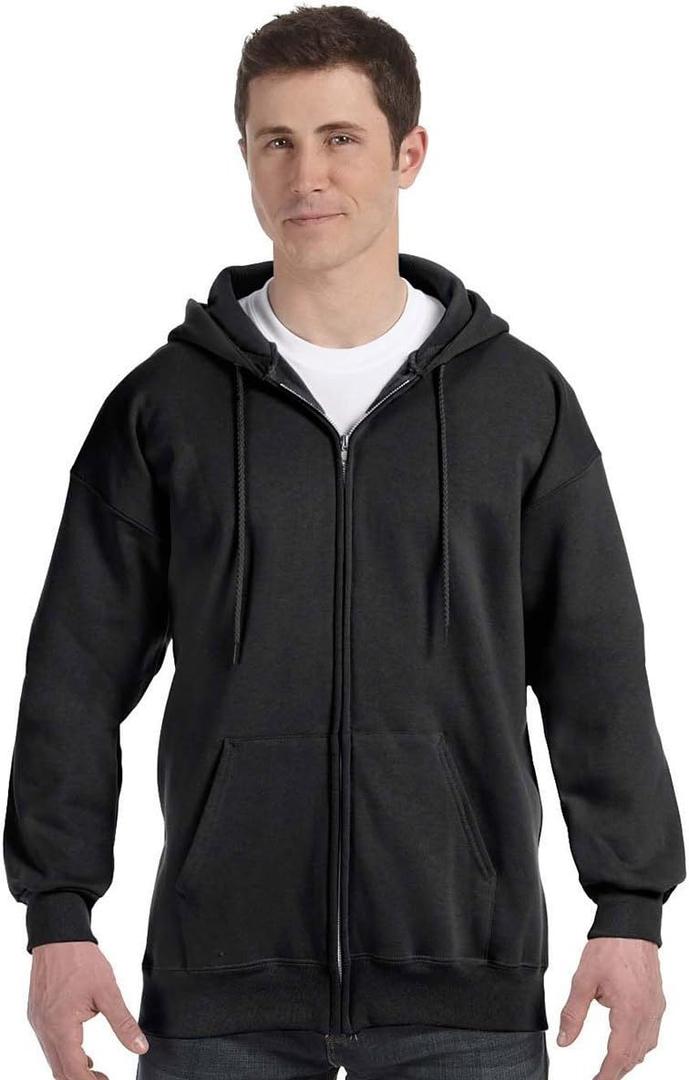 Hanes Men's Ultimate Full-Zip Hoodie, Men's Hooded Fleece Sweatshirt with Zipper (XX-Large, Black)