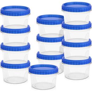12 Pack Freezer Containers with Lids, 16 Oz Stackable Reusable Plastic Storage Container, Airtight Plastic Food Storage Containers with Twist Top Lids for Food Soup Jello Sauce