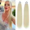 2 Packs Long Braided Ponytail Extensions with Hair Ties Natural Soft Synthetic Hair Piece for Black Women Straight Wrap Around Hair Extensions Ponytail (613, 24 Inch (Pack of 2))