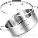 LOLYKITCH 8 Quart Stainless Steel Saut Pan with Lid, Extra Large Deep Skillet, 13 Inch Triply Braiser Pot with Double Handles, Induction Jumbo Cooker for Family Meals, Oven Safe, 6-12 Servings