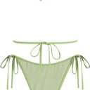 ZAFUL Bikini Sets for Women Halter Bow Decor Tiny Floral Gingham Print Swimsuit Tie Side 2 Pieces Bathing Suit (Green, XS)