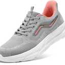 STQ Slip On Sneakers Women Comfortable Womens Walking Shoes for Orthopedic Plantar Fasciitis Light Grey Pink 7.5 US