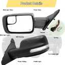 Left Driver Side Mirror Compatible With Dodge Ram 1500 2019-2024 With Power and Heated Glass Turn Signal Light and Puddle Light Temp Sensor Power Folding BSM Textured Back 15Pins