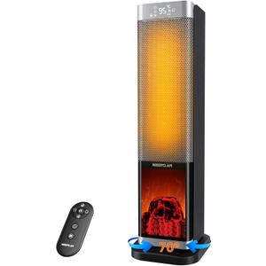 24 Inch Tower Space Heater for Indoor Use, 1500W Quiet PTC Ceramic Heater with Remote & Thermostat, LED Display, 70 Oscillation, Electric Space Heater for Large Room, Office, Bedroom