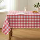Veblandy Checkered Tablecloth Rectangle Waterproof Gingham Table Cloth Washable Buffalo Plaid Table Cover Wrinkle Free for Kitchen, Dining and Outdoor Picnic, 60 x 84 Inch, Red and White