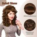 FantaLook 80s Long Curly Vintage Cosplay Wig with Bang for Women 60 70s Queen Costume for Halloween Party (Brown)