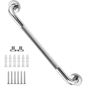 24 Inch Shower Grab Bar, Chrome Anti Slip Safety Bars, 304 Stainless Steel Bathroom Handrail, Handicap Grab Bars for Wall, Shower Grip Handle for Seniors Elderly Injury Assist Bath (1.25" Dia)
