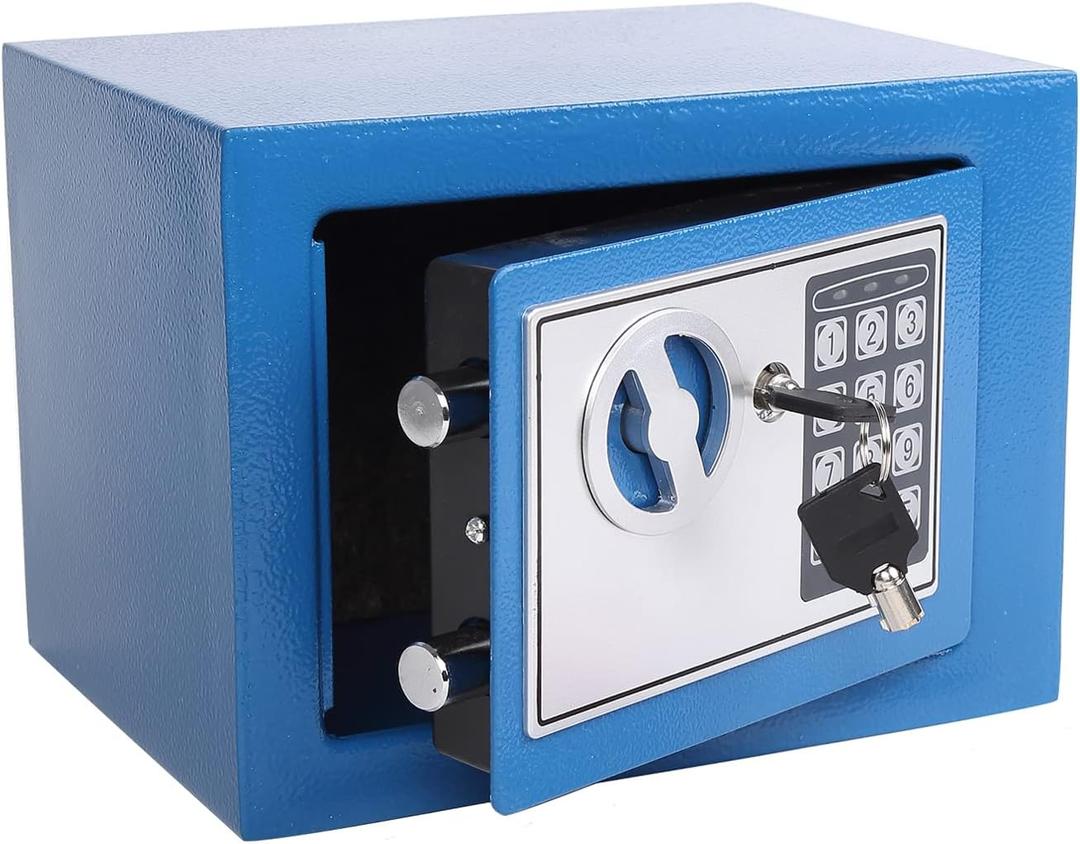 Yuanshikj Electronic Deluxe Digital Security Safe Box Key Keypad Lock Home Office Hotel Business Jewelry Gun Cash Storage (Blue, 17E)
