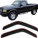 Window Visor Compatible with 1993-2011 Ford Ranger Mazda, in Channel Style Dark Smoke Tint Acrylic Shade Rain Sun Guard Wind Vent Air Deflector by IKON MOTORSPORTS, 1994 1995 1996 1997 1998 1999