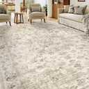 12x15 Neutral Area Rug Beige Vintage Living Room Bedroom Washable Carpet Non-Slip Soft Low Pile Farmhouse Indoor Extra Large Throw Rug for Dining Room Office