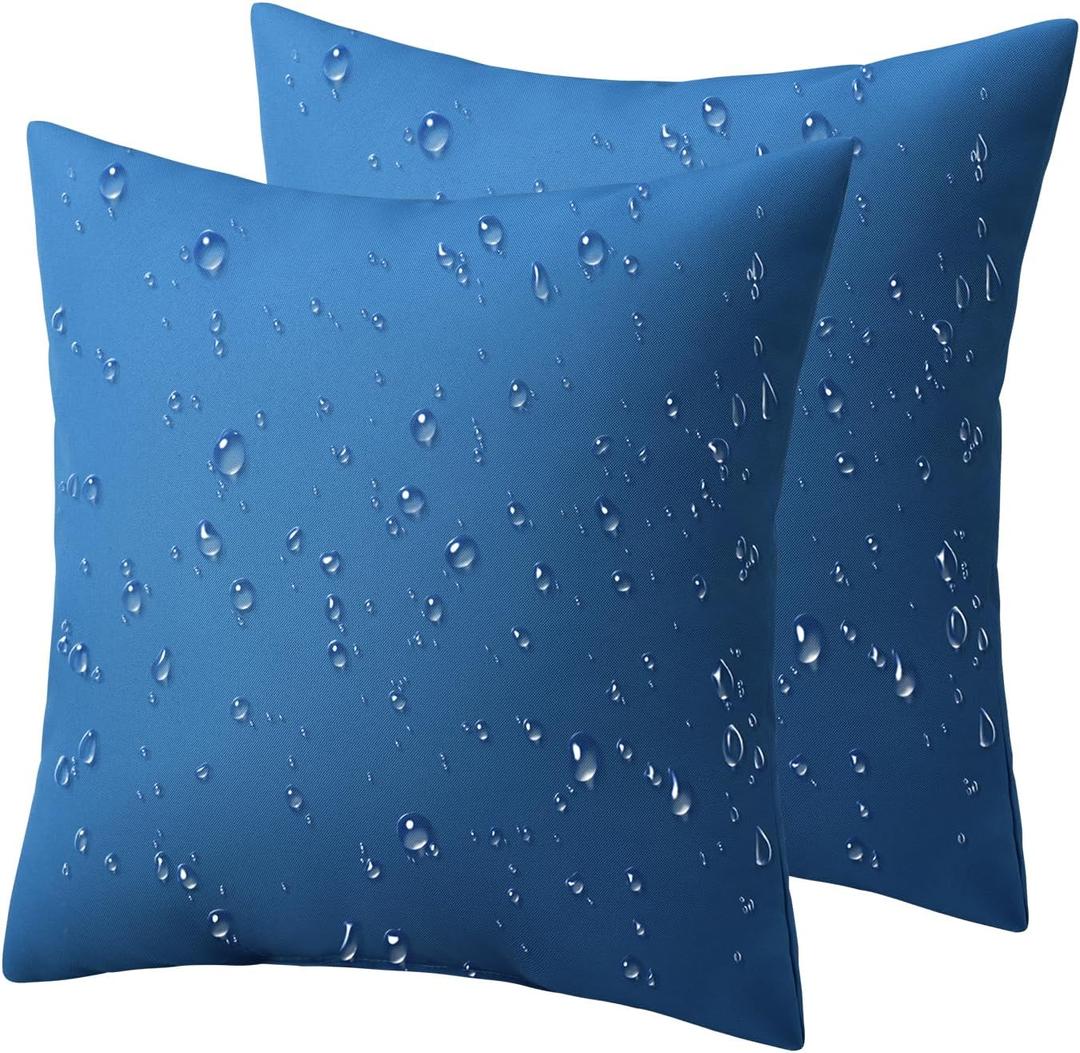 Phantoscope Pack of 2 Premium Dual Usage Outdoor Pillow Inserts, Waterproof Throw Pillows No Cover Needed, Colorful Decorative Couch Sham Cushion Stuffer Patio Couch Tent, Blue 20 x 20 Inches