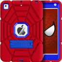 Compatible with Apple iPad 9.7 5th/6th(2017/2018)/iPad Air 2/iPad Pro 9.7 Tablet CaseLightweight Shockproof Rugged Protective Cover with Kickstand for Kids Children Boys Babies Red Black