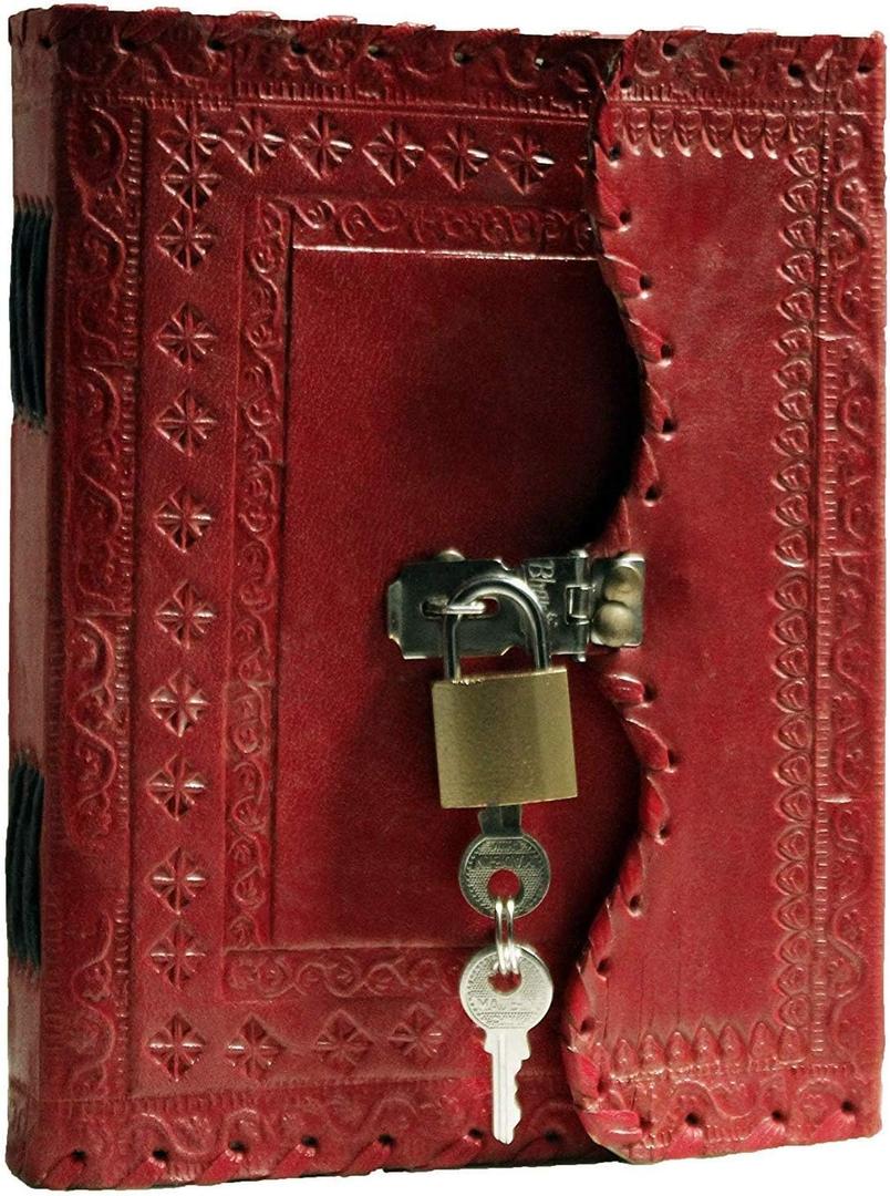 TUZECH Leather Journal Large Writing Notebook Handmade Leather Bound Vintage Journal For Women and Men with Lock And Key Gift For Art Sketchbook, Travel Diary And Notebooks To Write 7 by 5 Inches