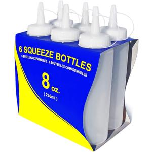 New Star Foodservice 8 oz Clear Squeeze Bottle, Regular Mouth, Pack of 6