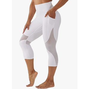 ONGASOFT High Waisted Yoga Pants for Women Running Workout Mesh Leggings Side Pockets Squat Proof Tummy Control, XL