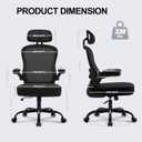 Ergonomic Office Chair,Ultra Thick Office Desk Chair with Adjustable Lumbar Support and Headrest,Spring Cushion,Rocking Function,Flip-up arms,Mesh Computer Chair for Home Office,Black, Large