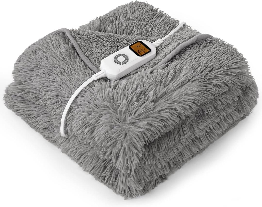 Electric Heated Throw Blanket, 10 Heating Levels, 10H Auto-Off Timer, ETL Certified, 50"x60", Grey