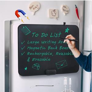 ROYALITA 20-Inch LCD Writing Tablet for Kids & Adults, Large Rechargeable Writing Board Note Board for Fridge, Built-in Magnets & Instant Erase, Dry-Erase & Sticky Note Alternative for Home & Office (Black)