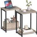 VASAGLE Side Tables Set of 2, Small End Table, Nightstand for Living Room, Bedroom, Office, Bathroom, Greige and Black ULET272B02