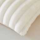 MEGO Fluffy Faux Rabbit Fur Body Pillow Cover, Cozy Plush Fuzzy Wide Striped 20x54 Ivory Body Pillowcase, Decorative Shaggy Furry Zippered Bedroom Long Pillow Cover for Pregnancy Side Sleeper, Beige