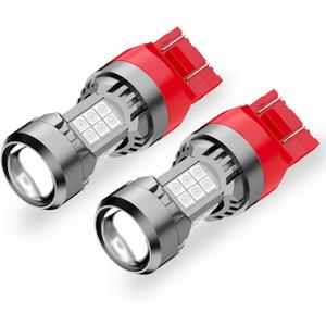 PHINLION 7443 Red LED Light Bulbs, Super Bright 7444 7443LL 7440LL LED Brake Tail Stop Lights or Rear Turn Signal Blinker Lights, Dual Filaments, Non-polarity, Pack of 2