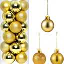 24PCS Christmas Ball Ornaments1.57 Inch Mini Christmas Balls Small Xmas Tree Hanging Ornaments Decorative Balls for Xmas Tree Outdoor Indoor DIY Craft Party Supplies,Gold