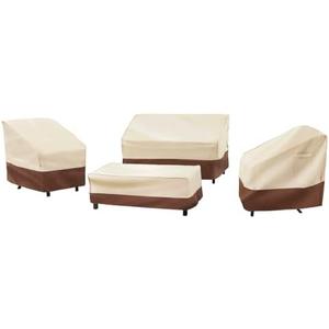 loriano Patio Furniture Cover Set, 4 Piece Outdoor Furniture Cover Waterproof, 600D Heavy Duty Lawn Patio Set Covers