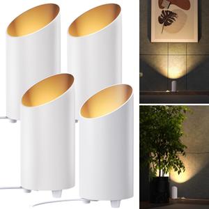 Sunco 4 Pack Uplights Indoor Floor Can Light, LED Uplighting Spotlight, with Foot Switch, 7W, 450 LM, 3000K Warm White, 120V, Non-Dimmable, Plug in, for Plants, Corner, Home Accent, White
