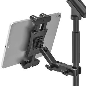 iPad Holder for Mic Stand, Extendable iPad Mic Music Stand Mount Holder with C-Clamp, 360 Rotation Adjustable Tablet Microphone Mount Holder for All 4.7-13.5" Tablet & Smartphones