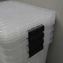 Drephia 4 Pack Clear Latch Storage Bin with Lid and Wheels, 50 L Large Plastic Storage Box