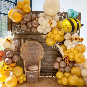 Bee Balloons Garland Arch Kit 3 Colors 163Pcs (Lemon/Brown/Khaki) - Quick-Assembly Design for Baby Shower, Birthday, Gender Reveal Parties | Honeycomb Theme Decorations, 5 inches, 10 inches, 18 inches