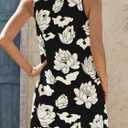 Wenrine Womens Summer Dresses Casual Floral V Neck Sleeveless Loose Boho Beach Tank Dress Sundress with Pockets (Medium, Black)