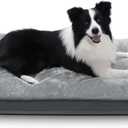 Dog Crate Bed Waterproof Deluxe Plush Dog Beds with Removable Washable Cover Anti-Slip Bottom Pet Sleeping Mattress for Large, Medium, Jumbo, Small Dogs, 35 x 22 inch, Gray (Grey)