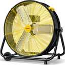 VAGKRI 24 Inch Industrial Drum Fan, 320W High Velocity Floor Fan, 3 Speed Heavy Duty Metal Air Circulator, 360 Tilt with Casters Handle ETL Standard for Patios, Warehouse, Commercial,Basement