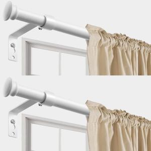 Decorative Curtain Rods for Windows 28 to 50 Inch - 5/8" Heavy Duty Curtain Rods 2 Pack,Basic Window Curtains Rod,Cafe Drapery Rods with Brackets - White (28-50" (2 Pack), Matte White)