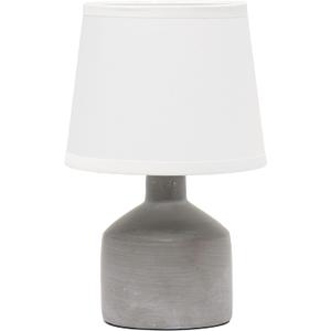 Simple Designs LT2080-GRY Mini Bocksbeutal Concrete Table Desk Lamp with Tapered Drum Fabric White Shade, Gray (Pack of 12)