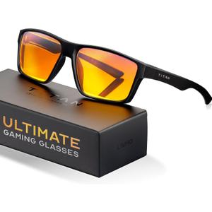 Titan Gaming Glasses, Anti Blue Light Glasses Men, UV400 Protection Blue Light Blocking Glasses for Computer Eye Strain (Black)